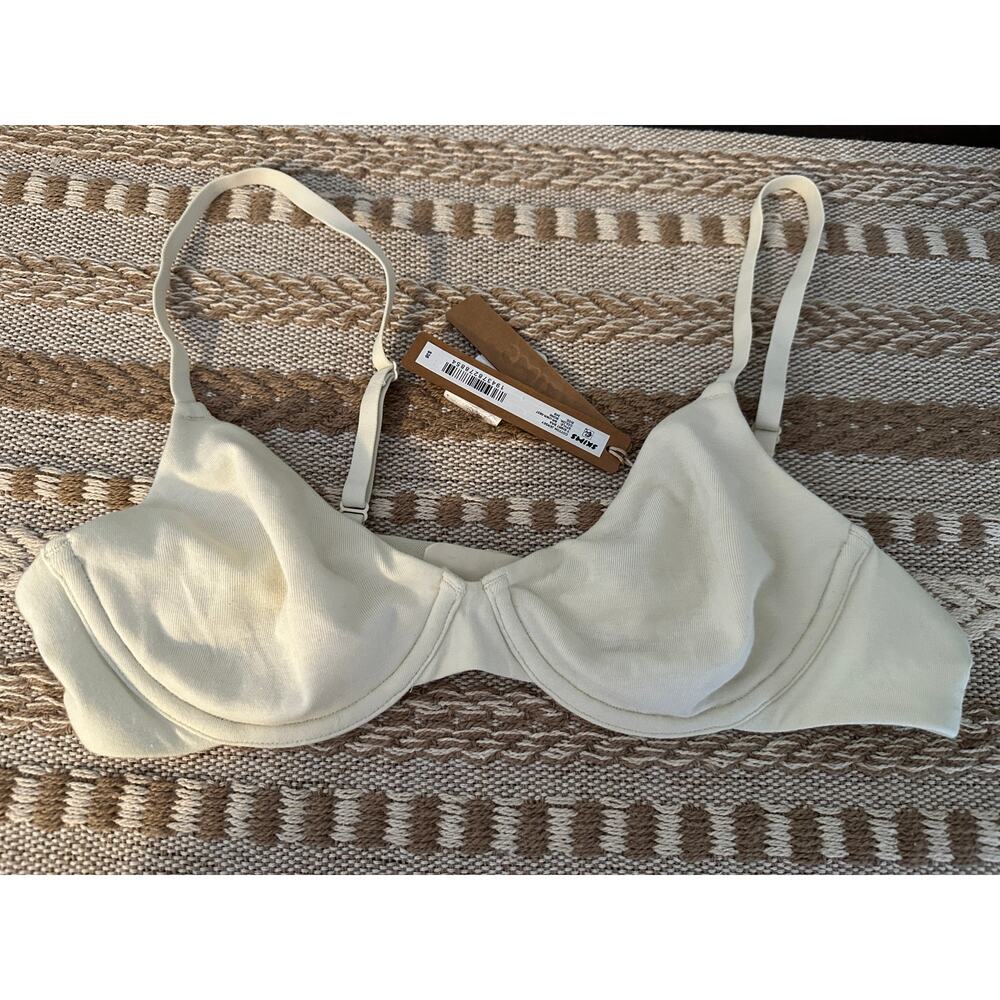 Skims Cotton Jersey T-Shirt Bra Bone 34B